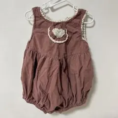 韓国子ども服 Bebeholic ピンクコーデュロイロンパース