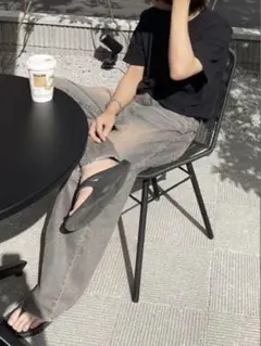 【RENOL】 cutting denim wide pants デニムパンツ