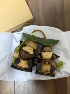 アイヌ コロポックル キーホルダー 木彫り 木彫民芸 北海道 阿寒湖