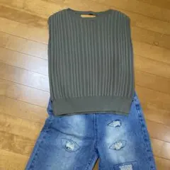 値下げアーバンリサーチSENSE OF PLACEリブ編みノースリーブニット