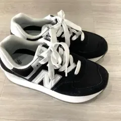 New Balance B WL574ZSA スニーカー ブラック/ホワイト厚底