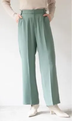 ★新品★LOWRYS FARM カラーストレートパンツ ミントグリーン M