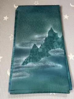 【美品】　袋帯 山水文様 深緑色系のサムネイル