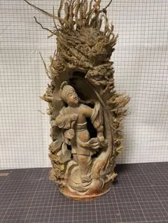 竹　置物 彫刻 H-75 竹 置物 彫刻 H-75