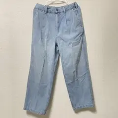 GU メンズ デニムパンツ ライトブルー ウエストゴム　ワイド　Sのサムネイル