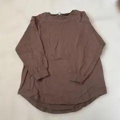 長袖カットソー 120 ブラウン メッセージプリント