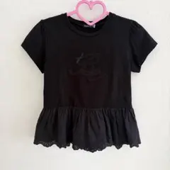 BeBe 刺繍フリルレース付きコットンTシャツ　130