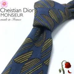 【大特価】Christian Dior ネクタイ 総柄 ネイビー イエロー