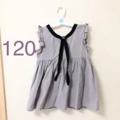 チュニック　パープル　グレー　ボウタイ　リボン