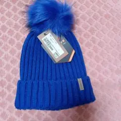 ICEPEAK　ポンポン付ニット帽　青