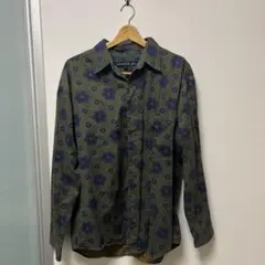 総柄シャツ 古着 ブルー グリーンのサムネイル