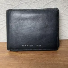 【美品】TOMMY HILFIGER 二つ折り財布 レザー 黒 トリコロールのサムネイル