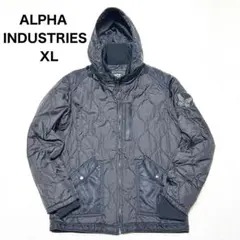 アルファインダストリーズ　キルティングジャケット　ブラック　XL フーディー