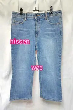 nissen ニッセン クロップド デニム パンツ ジーンズ ブルー系 W76のサムネイル