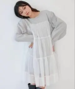 スナイデル SNIDEL チュールレイヤードスウェット ワンピース F