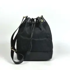 グッチ GGキャンバス ショルダーバッグ 巾着型 ドローストリング ブラック