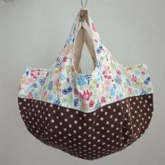 ★クリスマスSale★花柄と水玉模様のエコバッグ☆ハンドメイド