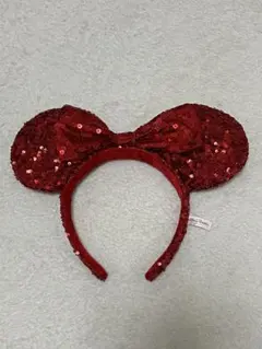 【ほぼ未使用】ディズニー ミッキー 赤 スパンコール カチューシャ