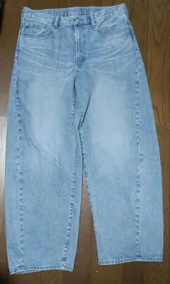 gu メンズ バレルレッグジーンズ 32インチ ブルー