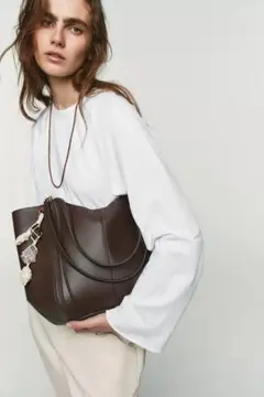 ZARA マキシトートショルダーバッグ ブラウン