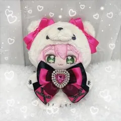 ぬい用リボンセット ネオンピンク 黒 ブラック 12cm いつぬい