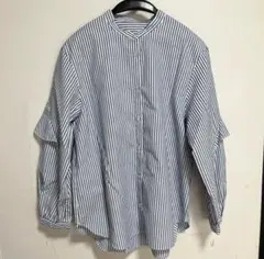 バックフリルバンドカラーシャツ