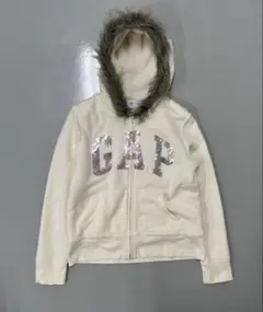 00s archive old gap fur zip hoodie Y2K 白