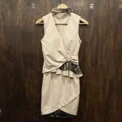 My Dress ベージュ Vネック タイトドレス Sサイズ