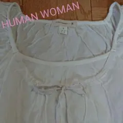 HUMAN WOMAN ヒューマンウーマン♡　半袖　トップス　無地　麻　コットン