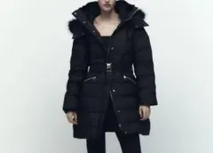 ZARA ザラ ベルト付き ロング ダウンジャケット ダウン コート XL