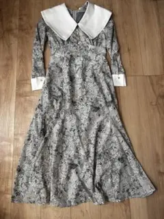 【美品】マジェスティックレゴン　花柄　ワンピース　ビックカラー