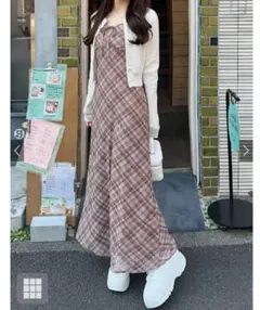 ♥グレイル♥♡♡チェック柄リボンキャミソールワンピース【ブラウン】♡♡