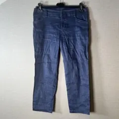 【コムサデモード】高級リネン混ストレッチクロップドパンツデニム風ネイビー(11)のサムネイル