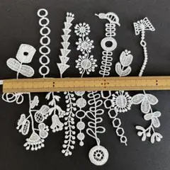 15柄　レース　お花　とり　北欧　ハンドメイド　資材　白　ホワイト