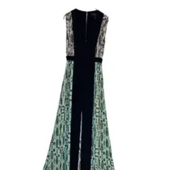 BCBGMAXAZRIA幾何学ロングワンピース ノースリーブXS黒緑 パーティー