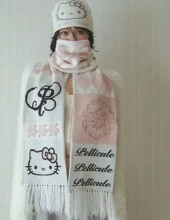 HELLO KITTY hug knit muffler / white キティ