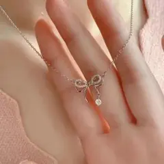 【特別価格】リボン ネックレス レディース キラキラ プレゼント アクセサリー