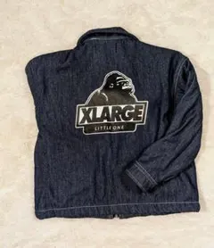XLARGE KIDS デニムジャケットネイビー 110 裏フリース バックロゴ