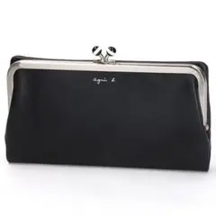 【美品】agnes b. PAW07-02 ロングウォレット がま口　長財布　黒