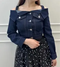 【美品】eimy istoire デニムライクショートジャケット　即完売品 eimy istoire ツイードライクデニムジャケット