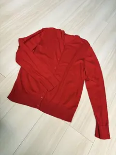 長袖 カーディガン レッド Lサイズのサムネイル