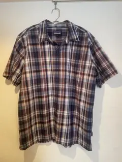 patagonia 半袖チェックシャツ L シアサッカー
