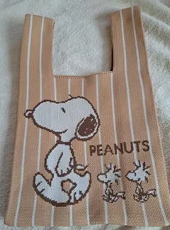 SNOOPY　ニットストライプ ミニトートバック