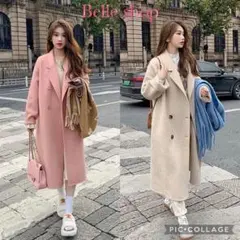 秋冬コーデ✨ロングコート　チェスターコート　ピーコート　無地　かわいい