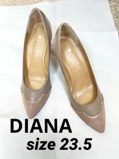 DIANA ハイヒール パンプスピンクベージュ ポインテッドトウゴールド