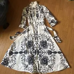 ZARA ボタニカル柄 シャツワンピース XS