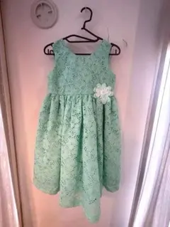 キッズ フォーマルドレス 4歳児サイズ ミントグリーン 花柄 レース