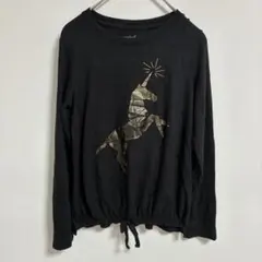 Cat & Jackキャットアンドジャック 長袖ユニコーンT 黒 130cm
