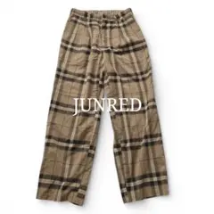 JUNRED ベージュ チェック柄 ワイドパンツ Lサイズ カジュアル