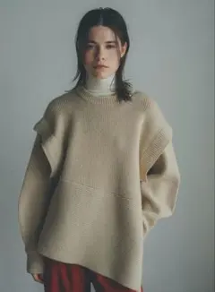 CLANE/クラネ 2WAY SLANT KNIT TOPS アイボリー